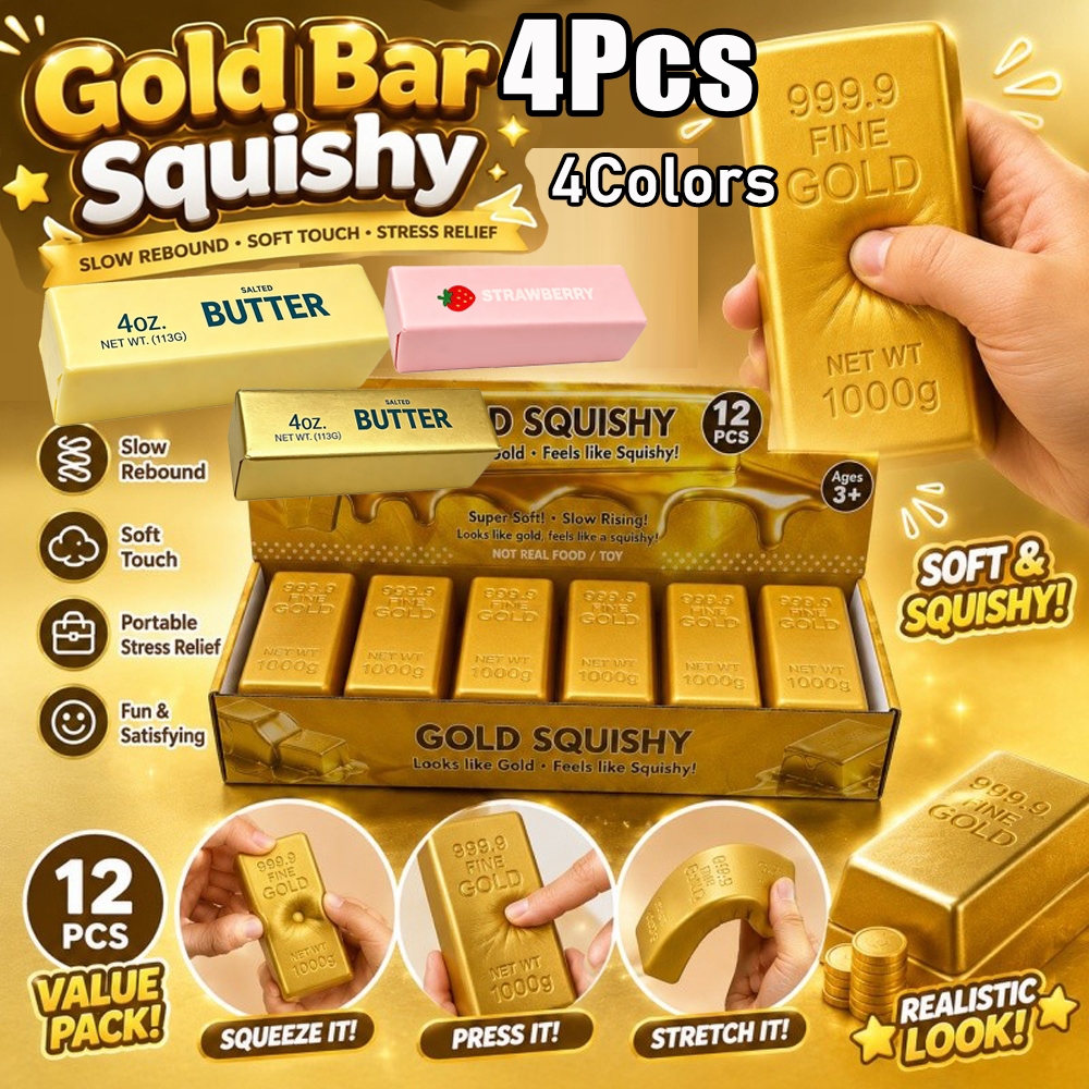 4 ชิ้น Gold Bar Squishy Fidget ของเล่นช้า Rising มือผ่อนคลาย Squishy ของเล่นความเครียดบรรเทาของขวัญสําหรับเด็ก