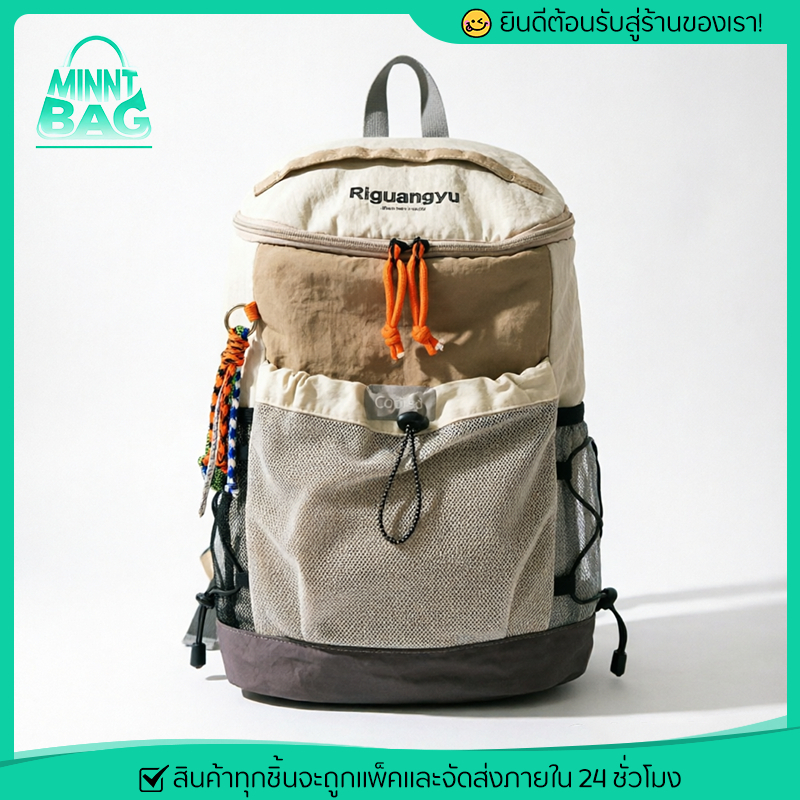 MINNT BAG กระเป๋าเป้สะพายหลัง สำหรับกิจกรรมกลางแจ้ง ขนาดใหญ่ น้ำหนักเบา กันน้ำ ทนทาน มีช่องตาข่ายด้านหน้า