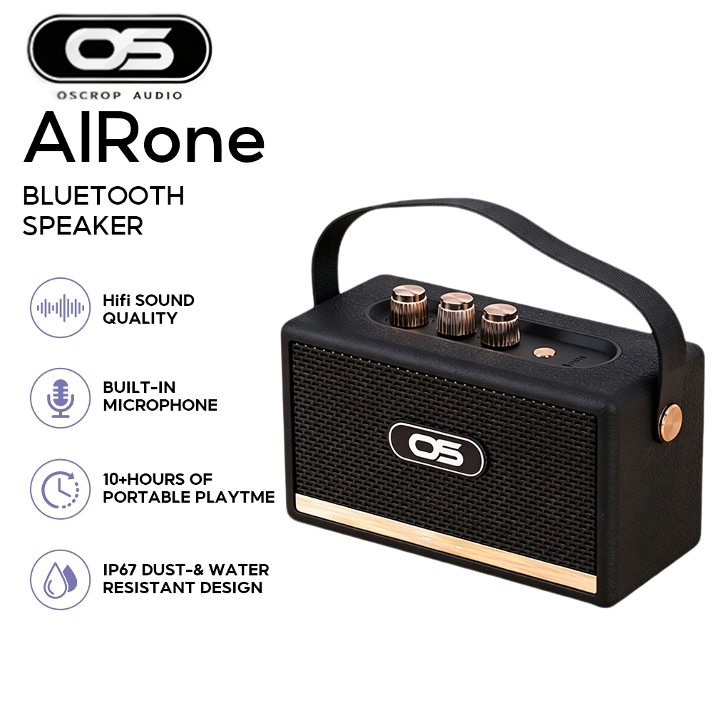 OSCROP ลำโพงบลูทูธ รุ่น AIRone Bluetooth Speaker ลำโพงบลูทูธพกพา เชื่อมต่อได้2ตัว พร้อมสายหิ้ว ลำโพงไร้สาย 10W ของแท้ 100%