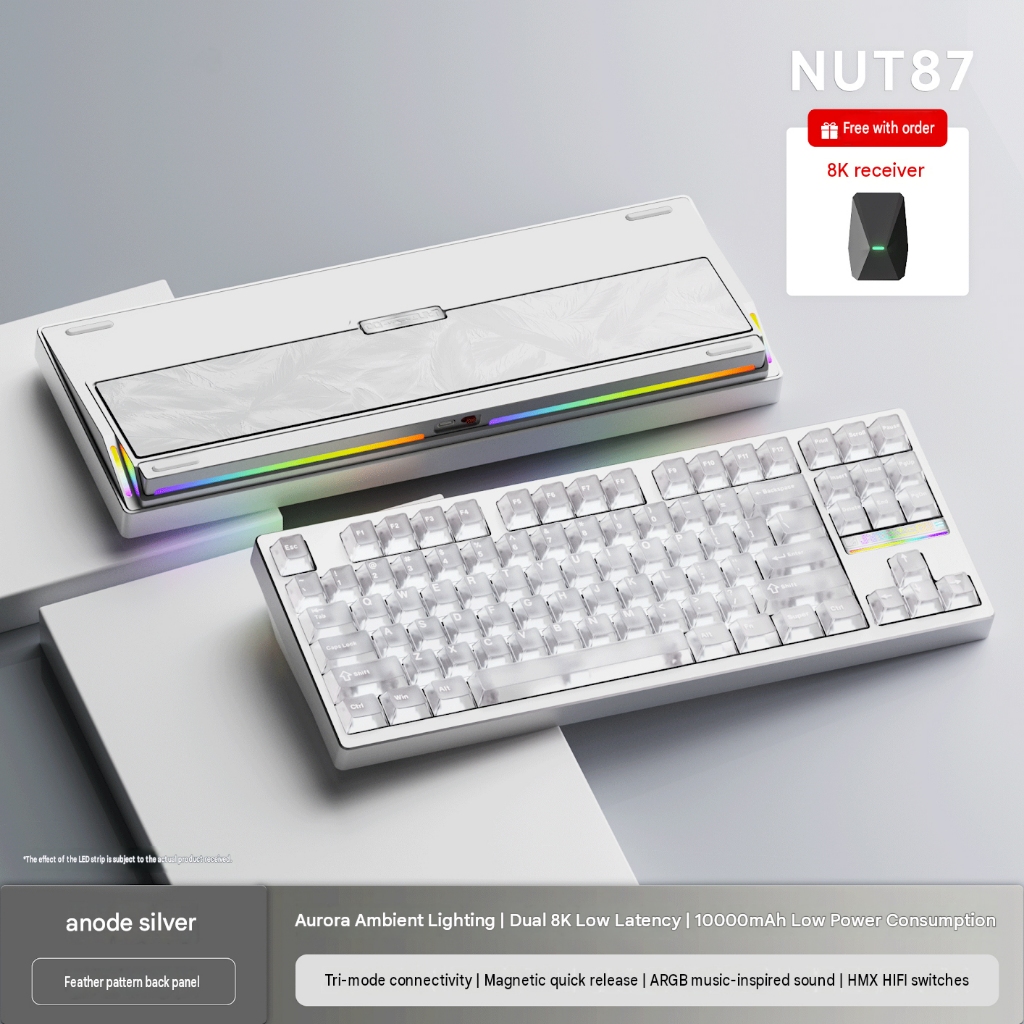 เมตา | WEIKA NUT87 อลูมิเนียมคีย์บอร์ดไร้สาย RGB Dual 8K Gaming Keyboard บลูทูธ 2.4g แบบมีสาย