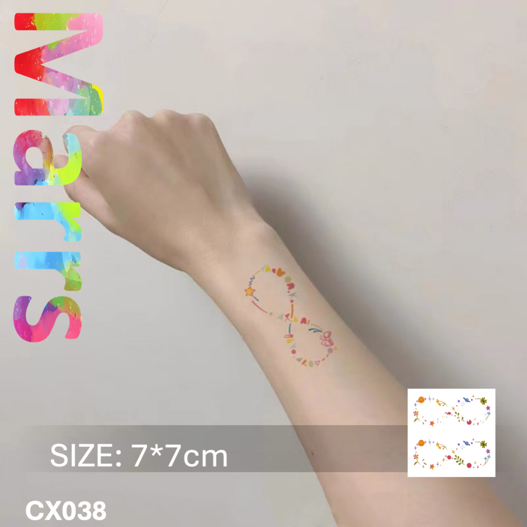 สติกเกอร์รอยสักชั่วคราวสีสด ติดทนนาน สร้างความสนุกไม่จำกัด, CX038
