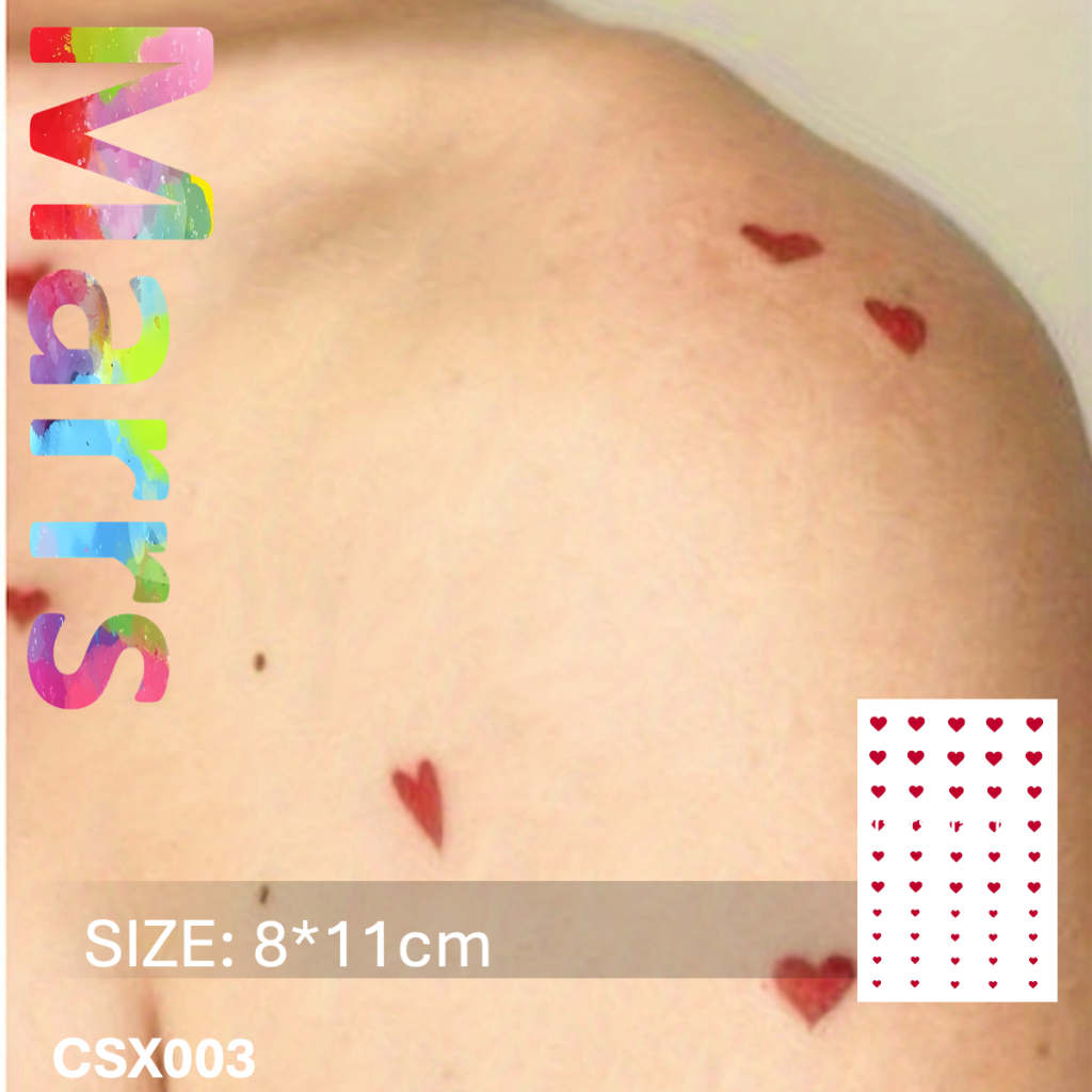 สติ๊กเกอร์รอยสักชั่วคราว , ติดทนนาน, หัวใจรักสีแดง, CSX003