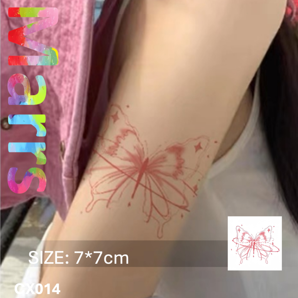CX014, สติ๊กเกอร์รอยสักชั่วคราว, ติดทนนาน, ผีเสื้อ, รอยสักปลอม