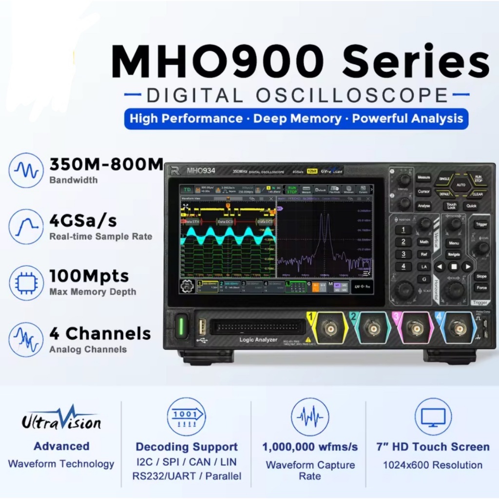 RIGOL MHO900 Digital Oscilloscope MHO934 MHO954 MHO984, 350-800MHz, 4GSa/s, 12 บิต, 4466 Ch, Wi-Fi &