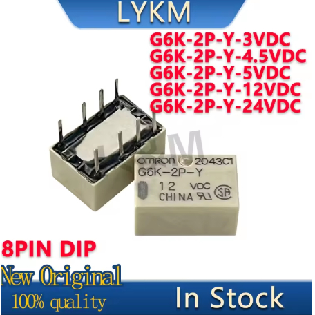5/ชิ้นใหม่เดิมG6K-2P-Y-3VDC 3V G6K-2P-Y-4.5VDC 4.5V G6K-2P-Y-5VDC 5V G6K-2P-Y-12VDC 12V DIP-Y-24V ใน