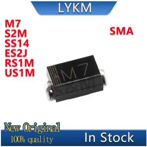 100/PCS ใหม่ Original M7 1N4007 SS14 1N5819 ES2J S2M RL207 RS1M FR107 US1M UF4007 SMA Patch ultrafas