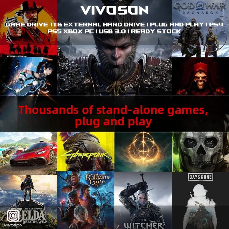 ฮาร์ดไดรฟ์ภายนอก วิฟสัน สําหรับเล่นเกม | 1TB 2TB | ปลั๊กแอนด์เพลย์ | PS4 PS5 Xbox One Series X PC | 