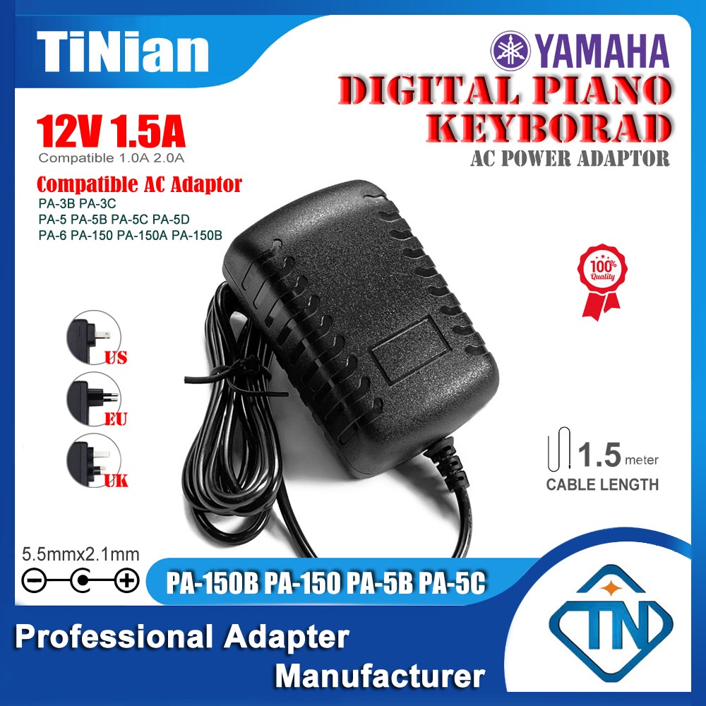 12V 1.5A อะแดปเตอร์ AC/DC PA-150 PA-5C สําหรับ YAMAHA NP-11/30/31/31S/31B/32 NP-V60/V80 แป้นพิมพ์เปี