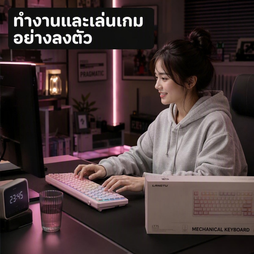 คีย์บอร์ดเกม LANGTU L98 | 98 ปุ่ม | 2.4G+Bluetooth+Type-C สายเคเบิลการเชื่อมต่อสามโหมด | หน้าจอ OLED