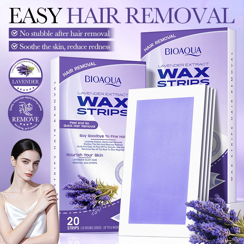 10 แผ่น Silky Lavender Depilatory Wax Strips Double-Sided Hair Remover Wax Strips สําหรับผิวเรียบเนี
