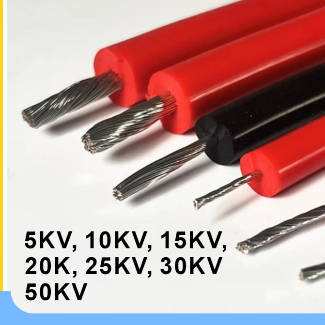 5KV 10KV 15KV 20K 25KV 30KV 50KV ซิลิโคนอ่อนนุ่มสายแรงดันสูง 16/18/20AWG ฉนวนสายเคเบิลอุณหภูมิสูงสาย