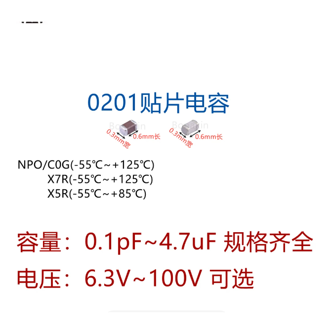 100PCS 0201 ชิปตัวเก็บประจุ 10pF-4.7UF 12pF 15pF 18pF 20pF 22pF 27pF 33pF 39pF 47pF 56pF 68pF 82pF 1