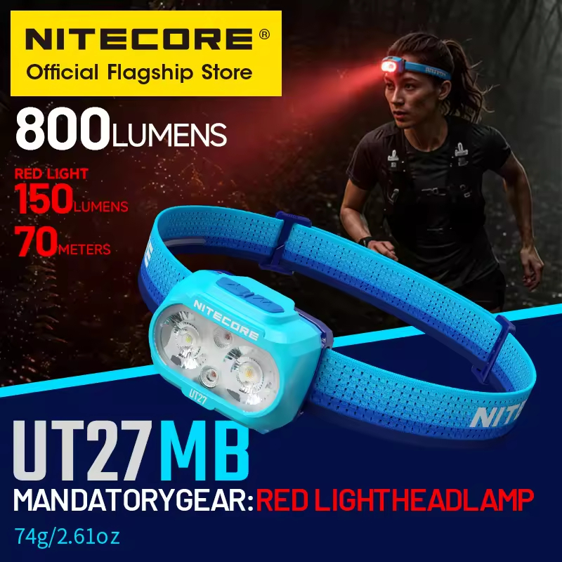 NITECORE UT27 MB Trail Running Headlamp สีแดง lllumination สี่แหล่งกําเนิดแสง 800 Lumens ไฟหน้า, HLB