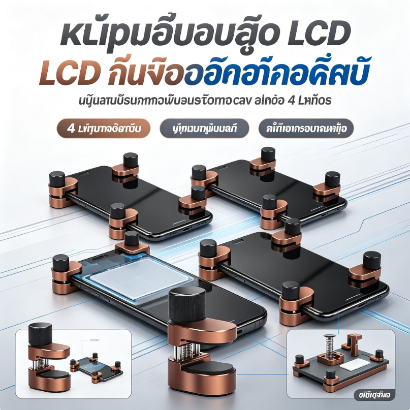คลิปหนีบยึดจอ LCD โทรศัพท์มือถือ อุปกรณ์เสริมสำหรับซ่อมและติดกาวหน้าจอ (4 ชิ้น)