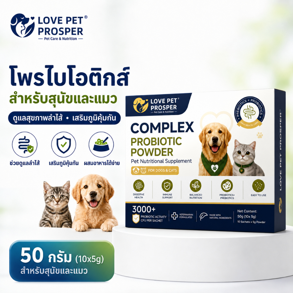 Love Pet Prosper โพรไบโอติกสุนัข โพรไบโอติกแมว แบบผง 10 ซอง 