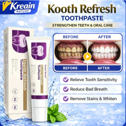 Kreain Nature ครีมยาสีฟันขาวขจัดคราบ ลดเหลืองฟัน+ป้องกันการอักเสบเหงือก 100g