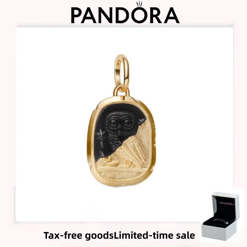 อุปกรณ์ PANDORA (พร้อมกล่อง) ของขวัญรักวันหยุดหรูหราคุณภาพสูง Owl Medallion Charm