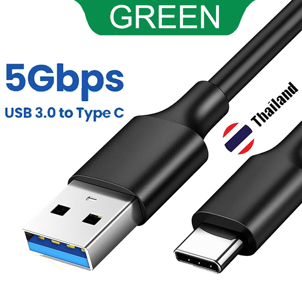 GREEN สายเคเบิล USB 3.0 ถึง Type C 5Gbps SSD M2 สิ่งที่ส่งมา USB A ถึง USB C 3A สายเคเบิลข้อมูลชาร์จเร็ว