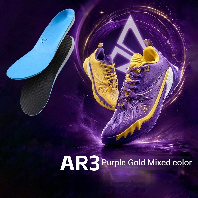 RIGORER Austin Reaves AR3 Purple Gold Mixed Mens Low Top Basketball Shoes Multi-Color Mix Non-Slip W