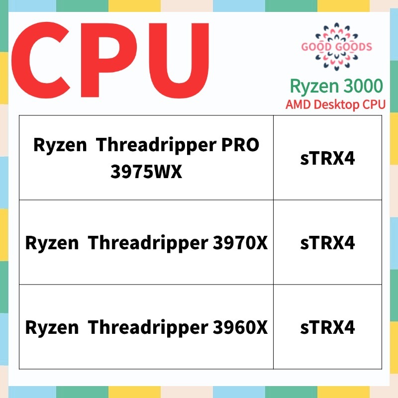 Ryzen Threadripper 3990X 3970X 3960X AMD Ryzen 3000 โปรเซสเซอร์เดสก์ท็อป CPU ซ็อกเก็ต sTRX4 4096Pin