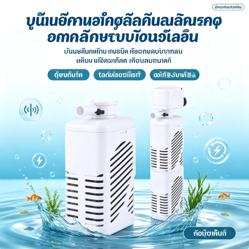 ชุดกรองน้ำและปั๊มออกซิเจนตู้ปลา แบบจุ่มใต้น้ำ ทำงานเงียบ ไรเสียงรบกวน ประหยัดพลังงาน