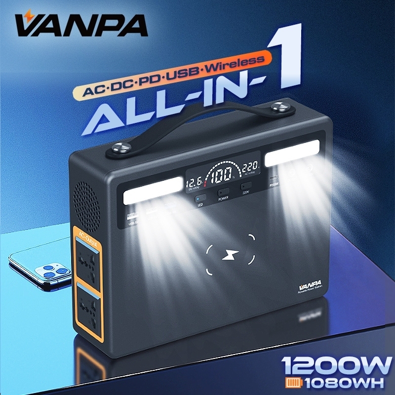 VANPA Portable Power Station 400W/700W/1200W AC 220V แหล่งจ่ายไฟกลางแจ้ง รองรับชาร์จโซล่า สำหรับฉุกเฉินไฟดับบ้านและแคมปิ้ง และตลาดกลางคืน