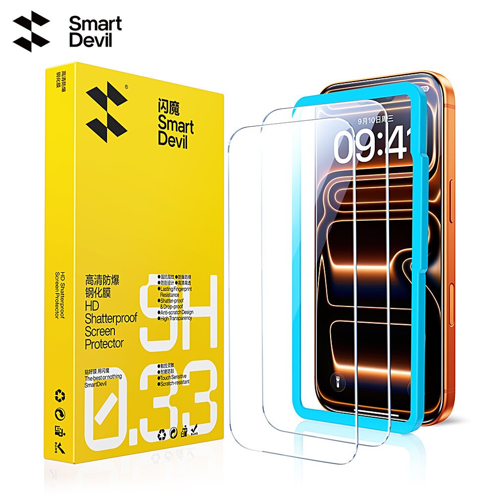 SmartDevil 2.5D กระจกนิรภัยป้องกันหน้าจอสําหรับ iPhone 17/17 Pro Max โทรศัพท์มือถือแบบเต็มหน้าจอ