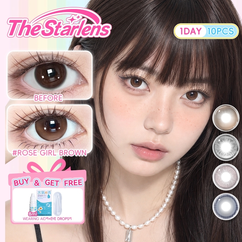 starlens คอนแทคเลนส์รายวัน 10 ชิ้น soft Eyes Wearing สีน้ําตาล/ดํา Grade0.0-8.0 DIA14.2-14.5 บิ๊กอาย contact lens