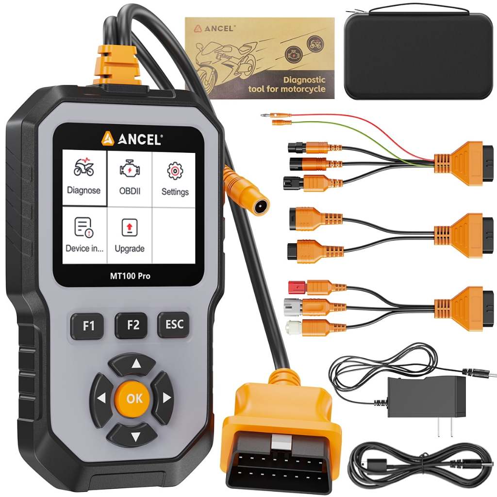 ANCEL MT100 Pro เครื่องสแกนมอเตอร์ไซค์ เครื่องมือวินิจฉัยเครื่องยนต์ ABS อ่านลบโค้ด อัปเดตฟรีตลอดชีพ