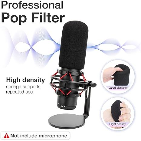 QuadCast Mic Foam Cover ใช้งานร่วมกับ HyperX QuadCast - ไมโครโฟน Pop Filter กระจกสําหรับ HyperX Quad