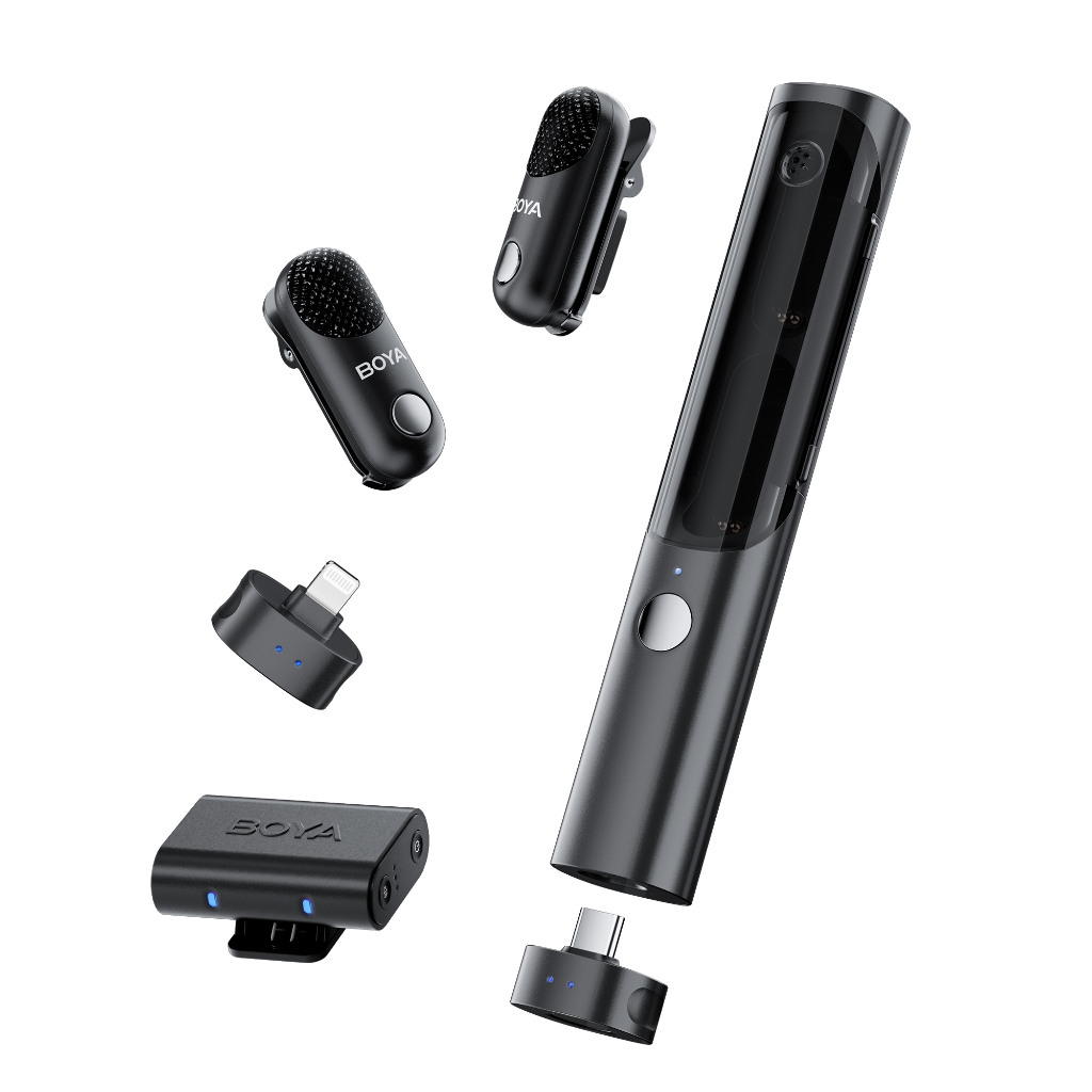 BOYA Magic 4-in-1 ไมโครโฟนไร้สายมือถือ On-Camera Clip-on AI ตัดเสียงรบกวนสําหรับ Youtube vlogging