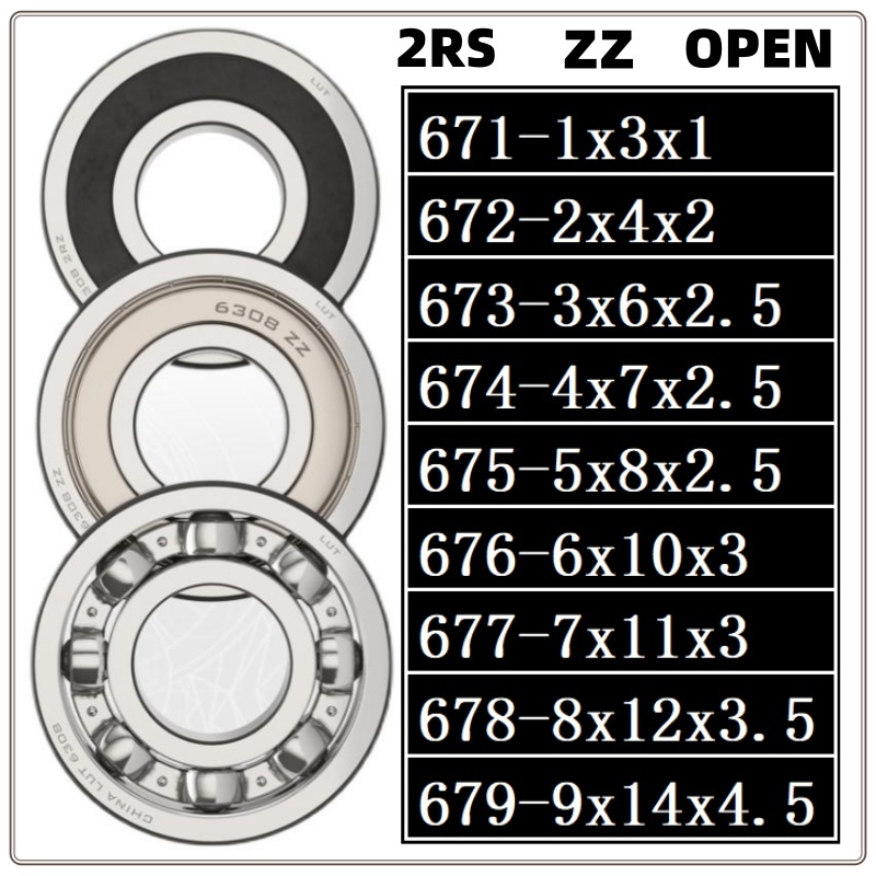 Mini Bearing 6671/672/673/674/675/676/677/678 RS ZZ 2RS rz ABEC 5 ยางปิดผนึกแบริ่งบอลร่องลึกแบริ่งคว