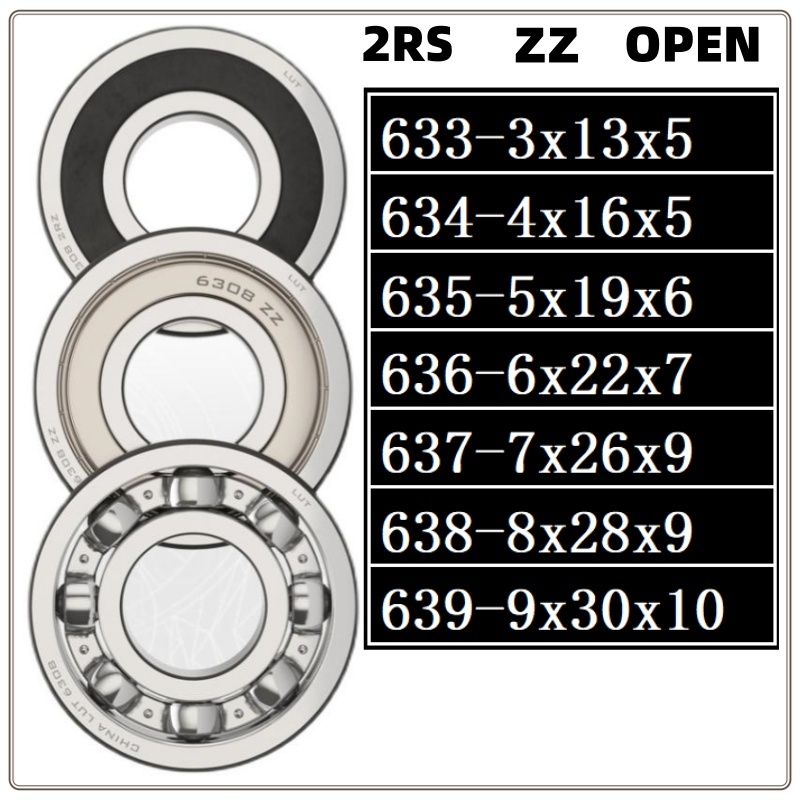 Mini Bearing 631/634/635/637/638/639 RS ZZ 2RS rz ABEC 5 ยางปิดผนึกแบริ่งบอลร่องลึกแบริ่งความเร็วต่ํ