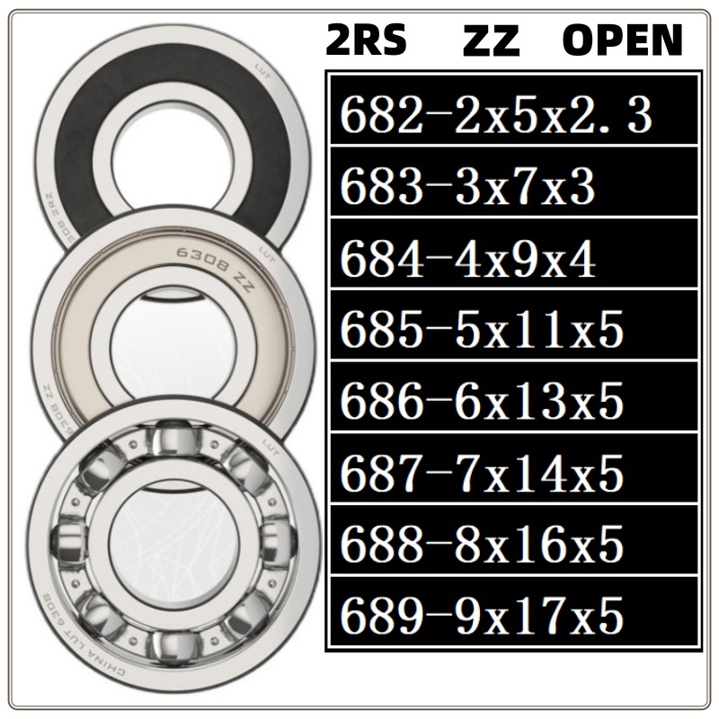 Mini Bearing 6682/684/685/686/687/688/689 RS ZZ 2RS rz ABEC 5 ยางปิดผนึกแบริ่งบอลร่องลึกแบริ่งความเร