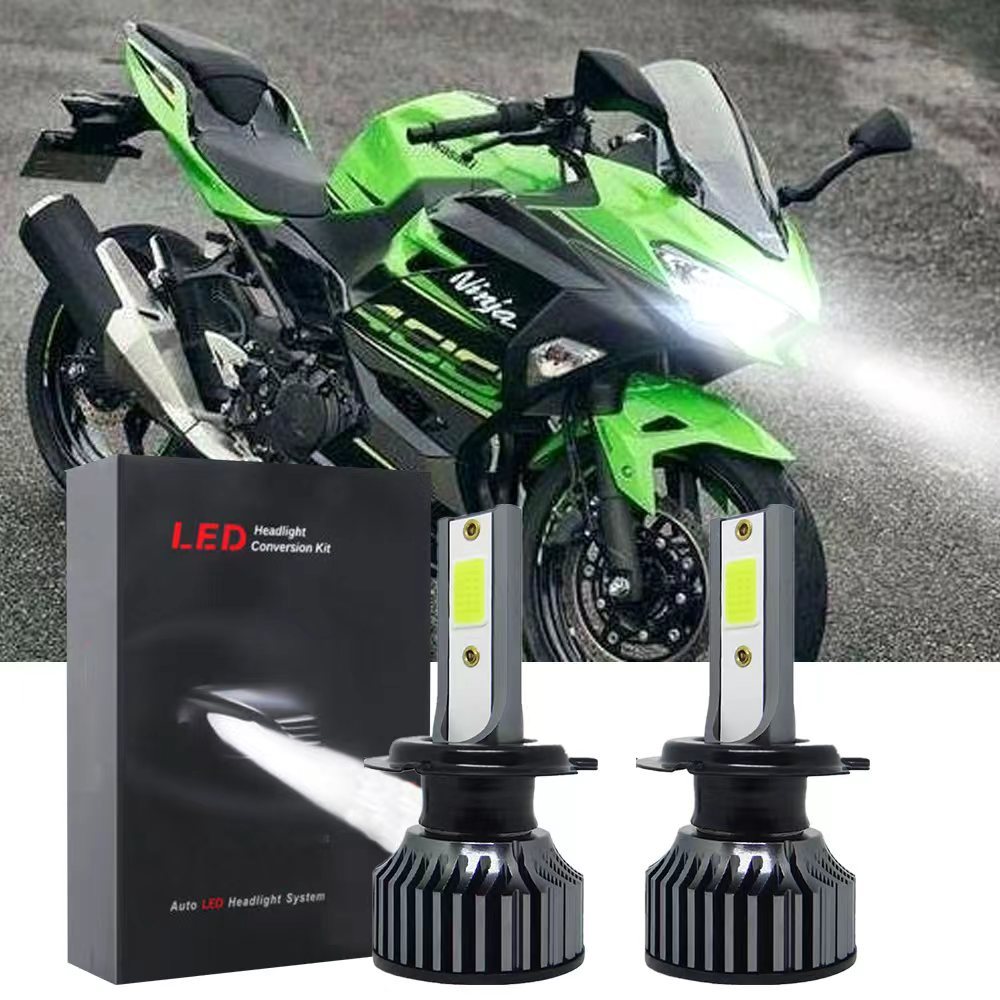 2PCS LED 6000K 12-24V สีขาวฮาโลเจนไฟหน้า Retrofit หลอดไฟสําหรับ KAWASAKI Kawasaki Z750 Z800 Z900