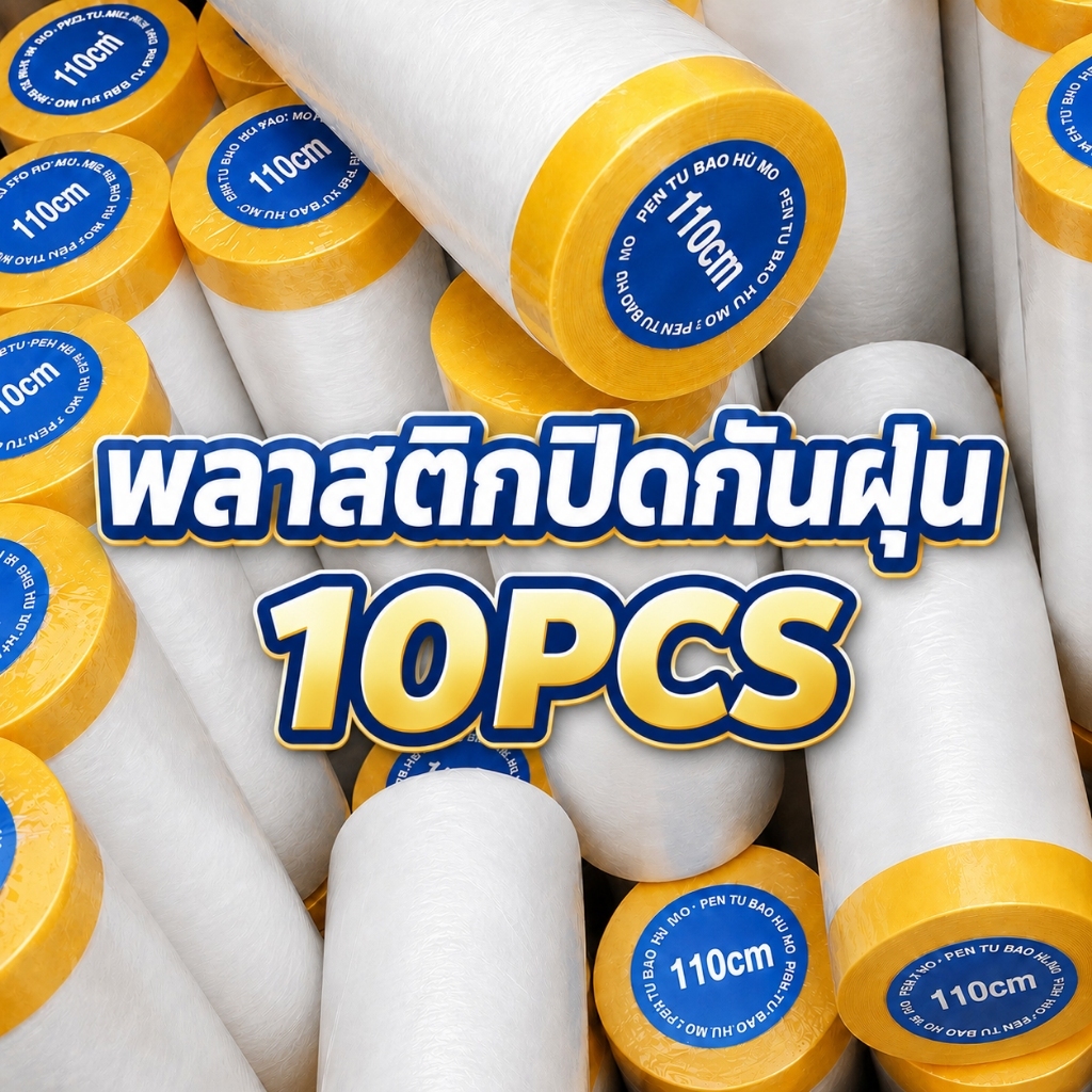 พลาสติกคลุมกันฝุ่น 10PCS พลาสติกปิดคลุม พลาสติกคลุมเฟอร์นิเจอร์ กันฝุ่น กันน้ำ พร้อมเทปกาวในตัว