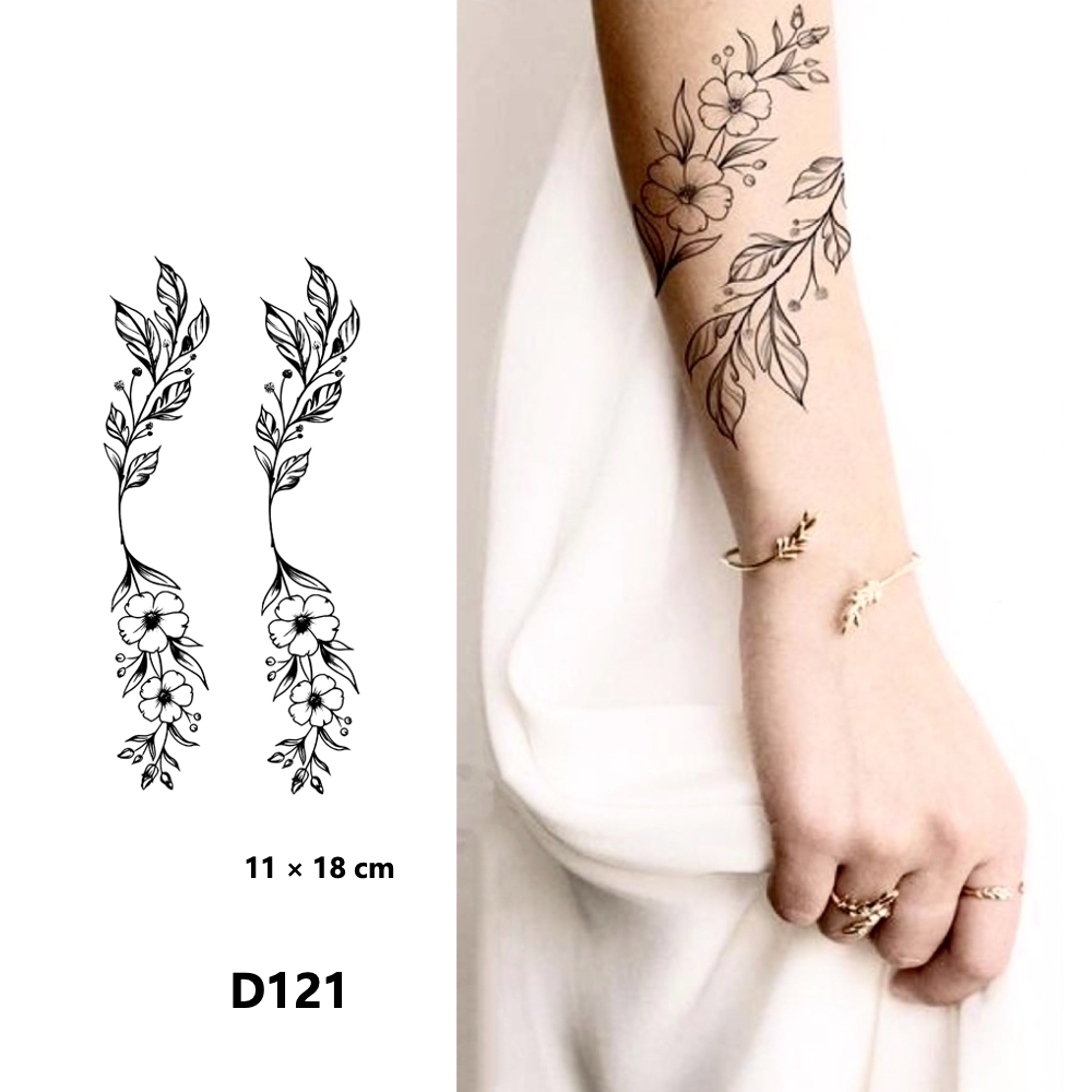 ใหม่ สติกเกอร์รอยสักชั่วคราว ลายดอกไม้ 2 สัปดาห์ ติดทนนาน D121