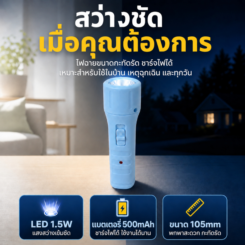 ไฟฉายเด็กชาร์จได้ แบตเตอรี่ความปลอดภัย 2 โหมดแสง ไฟฉายพกพาขนาดเล็ก น้ำหนักเบา สำหรับนักเรียนใช้งานกลางคืนและสถานการณ์ฉุกเฉิน