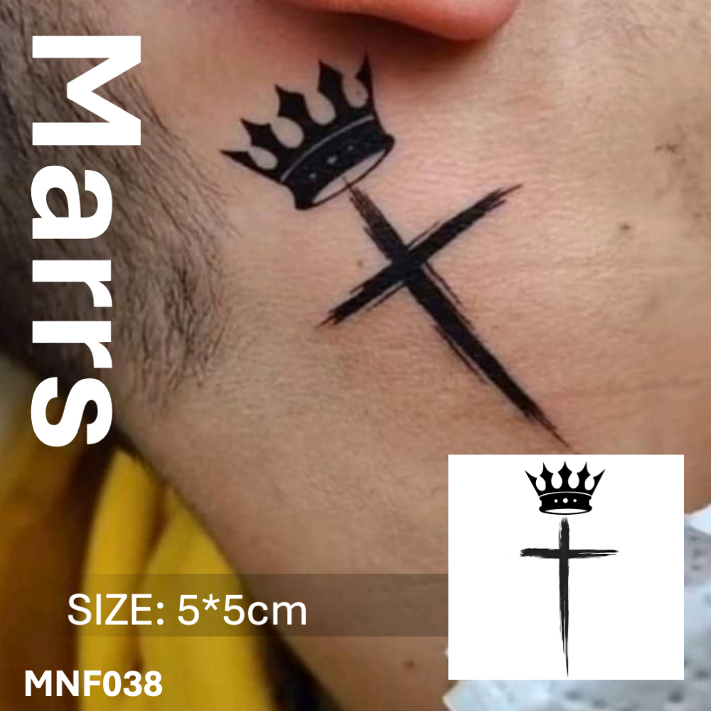 รอยสักชั่วคราว ติดทนนาน 2 สัปดาห์ ลายข้าม มงกุฎ MNF038