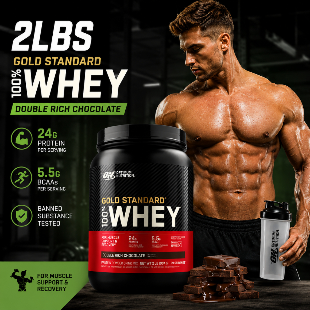 ON 100% Gold Standard Whey Protein Powder 2 LBS (907g) Double Rich Chocolate 29 เสิร์ฟ Gym Muscle Recovery อาหารเสริมกีฬา