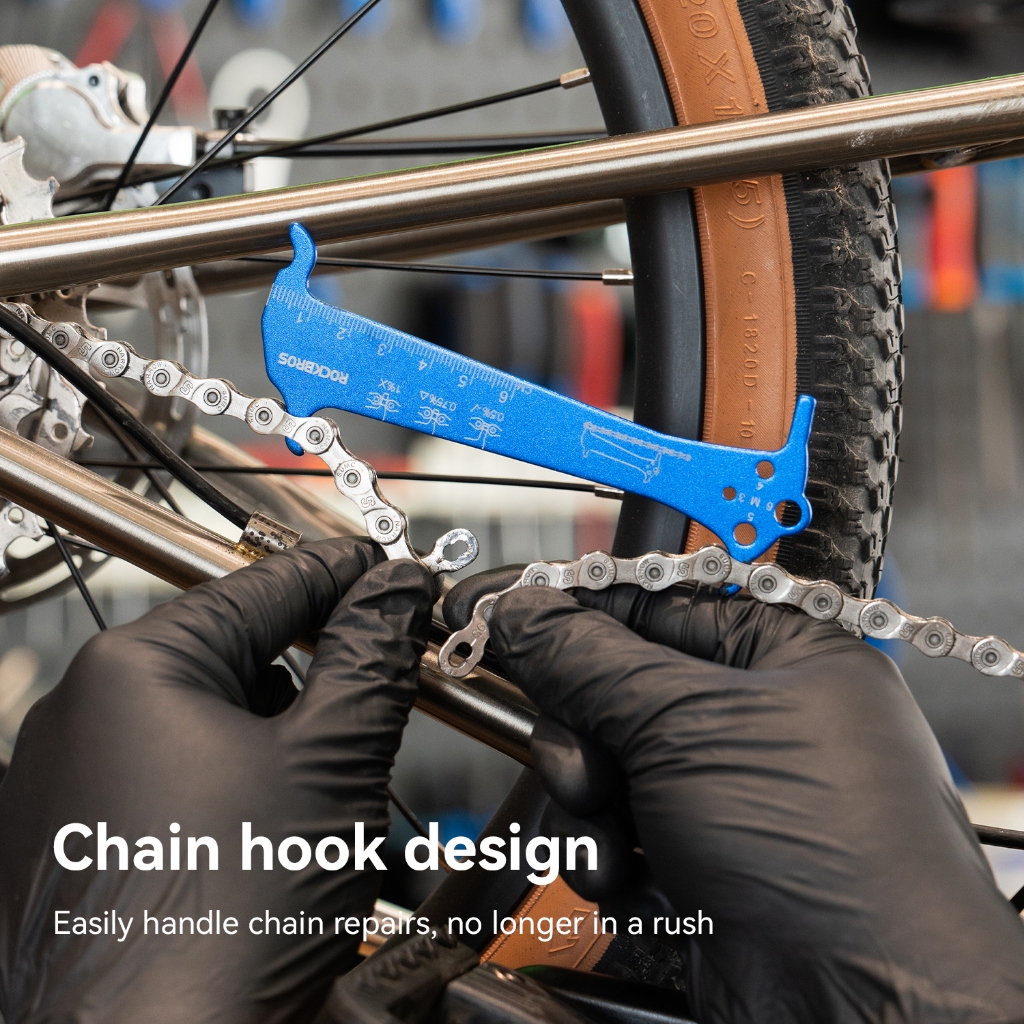 【TH Delivery】ROCKBROS อลูมิเนียมจักรยาน Chain Checker Multi-Function CHAIN สวมใส่ตัวบ่งชี้ตะขอโซ่สกรูวัดสําหรับ MTB จักรยาน — صورة 2