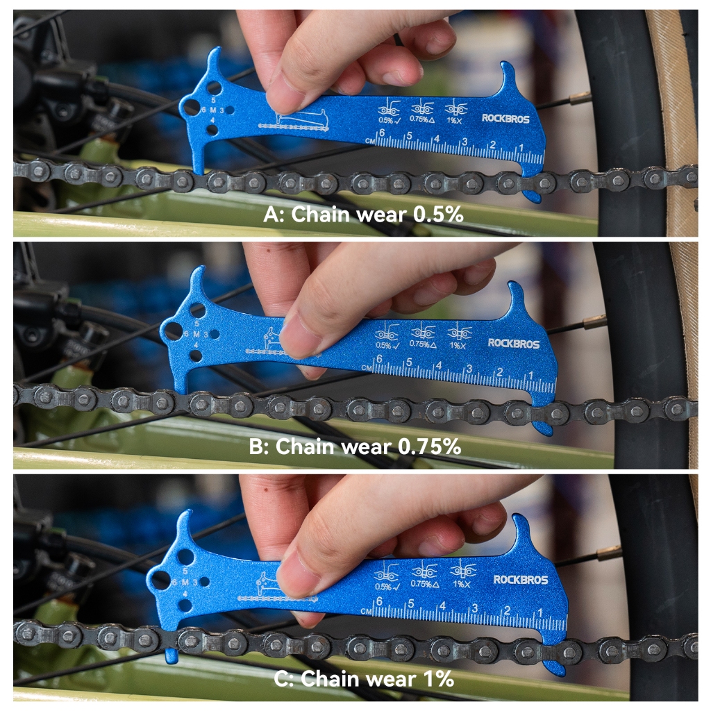 【TH Delivery】ROCKBROS อลูมิเนียมจักรยาน Chain Checker Multi-Function CHAIN สวมใส่ตัวบ่งชี้ตะขอโซ่สกรูวัดสําหรับ MTB จักรยาน — صورة 8