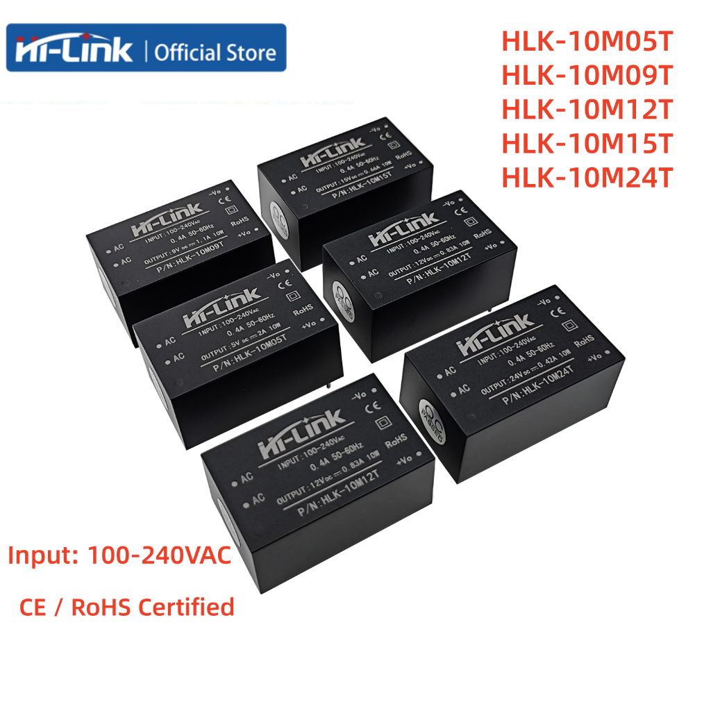 Hi-Link HLK-10M05T ,HLK-10M12T,HLK-10M24T,10W AC-DC Isolated Power Module 85-265V ถึง 5V/9 V/12 V/15
