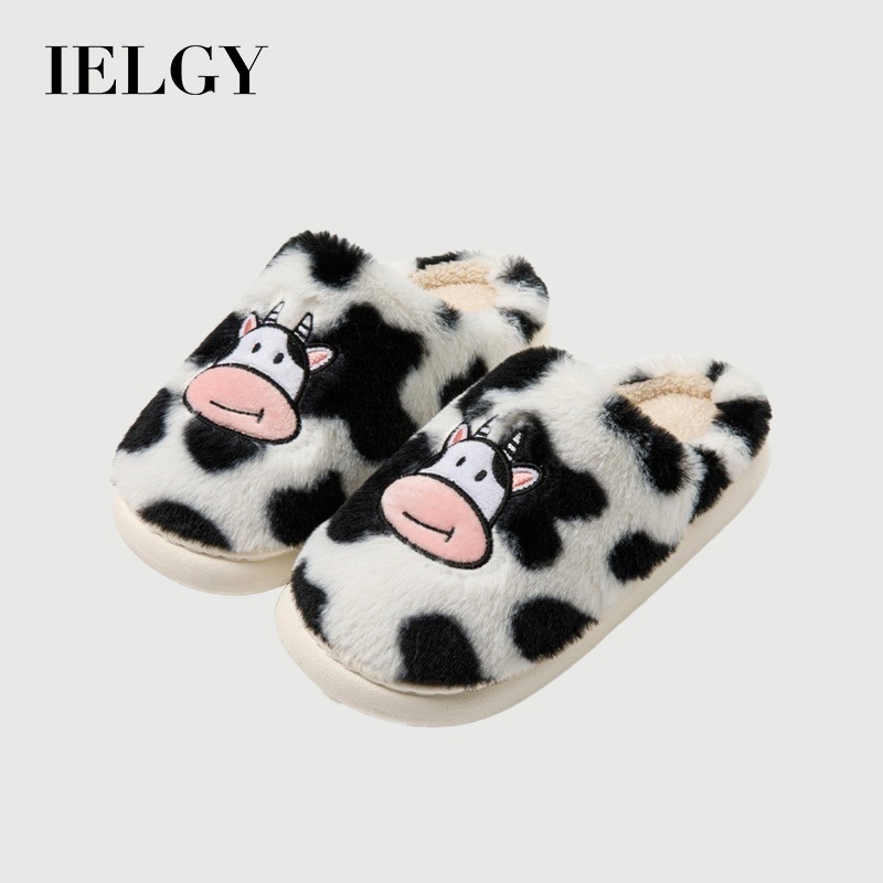 IELGY เวอร์ชั่นเกาหลีน่ารักการ์ตูนวัวรองเท้าแตะผ้าฝ้ายนักเรียนของขวัญที่อบอุ่นฤดูหนาว