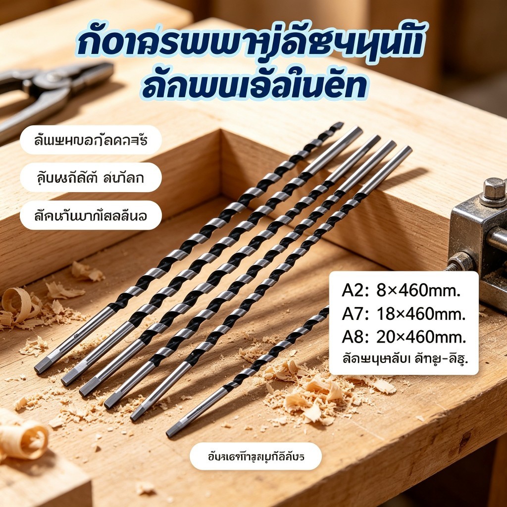 ยาว 460 มม. 6-28 มม. เจาะ Bits ไม้ช่างไม้ Masonry Hobby ไม้เจาะ Bit