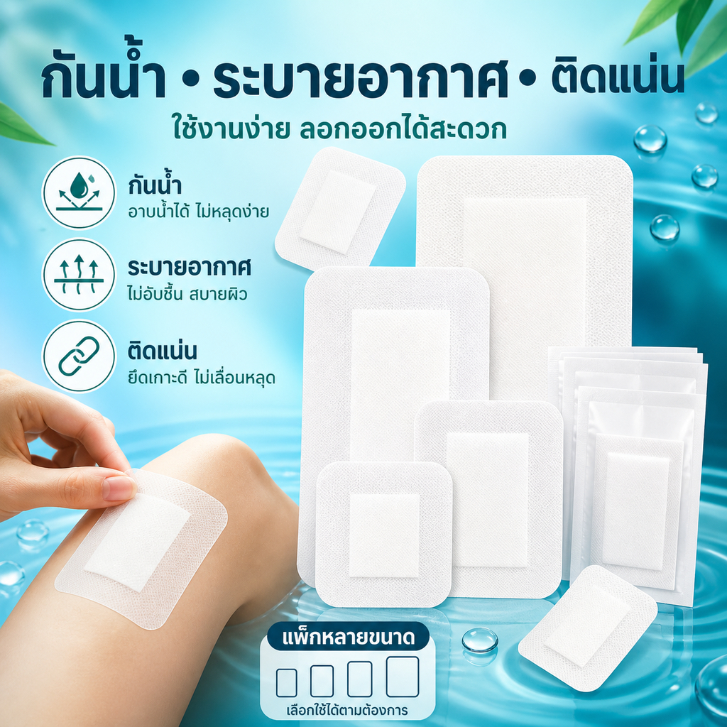 Allstorfd 10/15/20/30 ชิ้นกันน้ํา Band-Aid Band Wound Dressing ทางการแพทย์ Breathable ปราศจากเชื้อเทปสําหรับว่ายน้ํา Bath Wound Care ปกป้อง First Aid TH