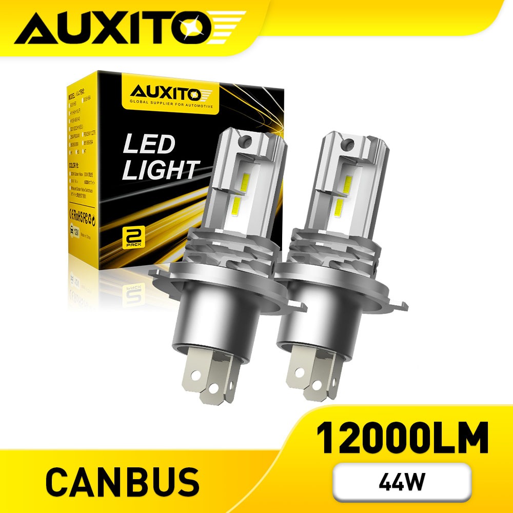 AUXITO 2PC H4 LED ไฟหน้า 12000LM 44W รถรถจักรยานยนต์ Fanless HB2 9003 หลอดไฟ LED Hi/Lo โคมไฟอัตโนมัต