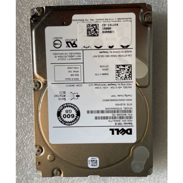 สําหรับ Dell ST600MM0006 2.5 นิ้ว 10K 600G SAS ฮาร์ดไดรฟ์เซิร์ฟเวอร์ 07YX58