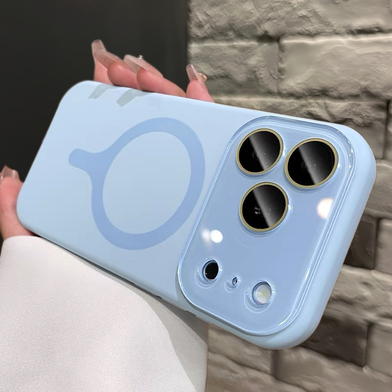 【Water droplet circle/Lens protection/Ai camera button/Liquid silicone case/Far Peak Blue】เคส compatible for iPhone 13 14 15 16 17 pro max case
