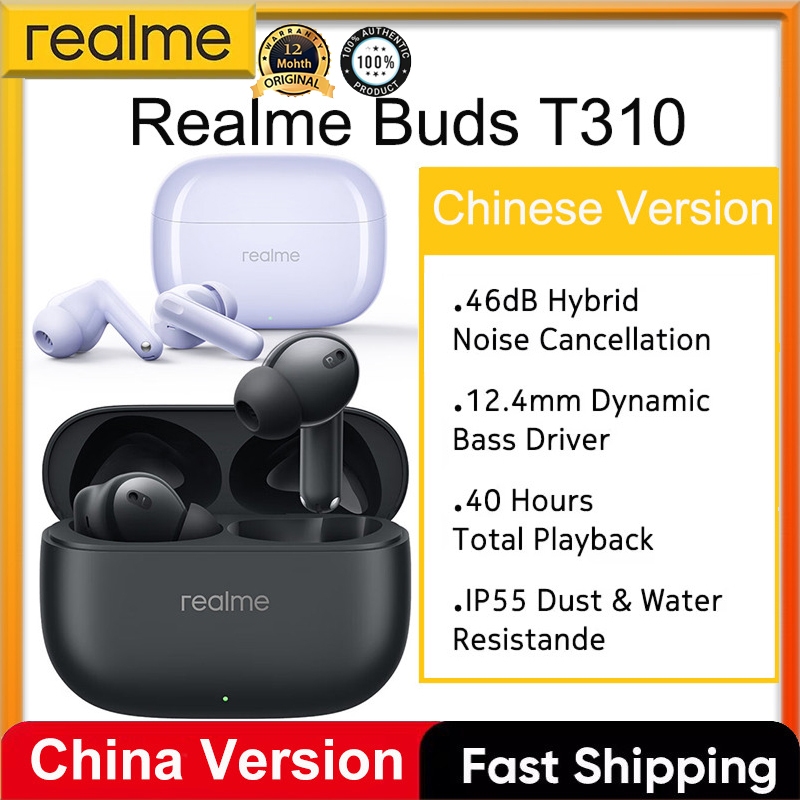 Realme Buds T310 หูฟังบลูทูธ 46dB Hybrid Noise Cancellation 40 ชั่วโมงอายุการใช้งานแบตเตอรี่หูฟังไร้